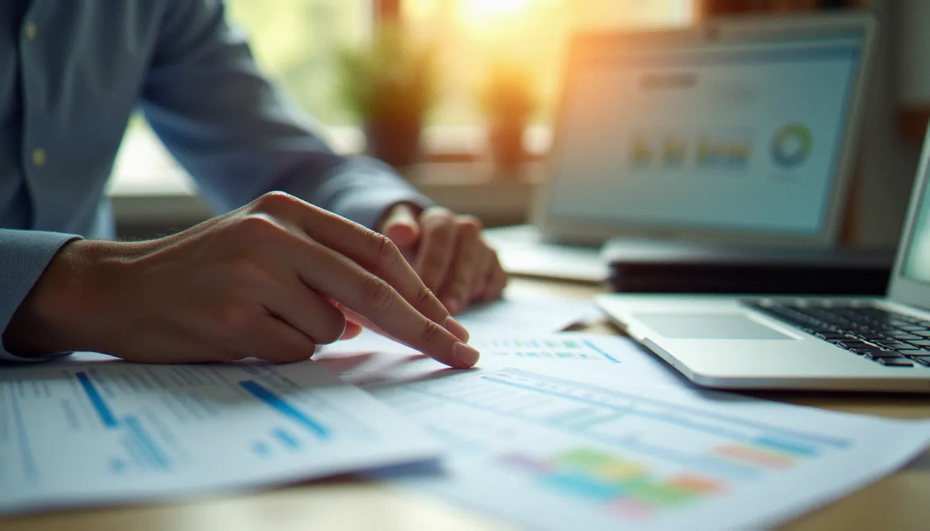 Vue en plongée d'un chef d'entreprise du bâtiment calculant les financements disponibles via Constructys OPCO