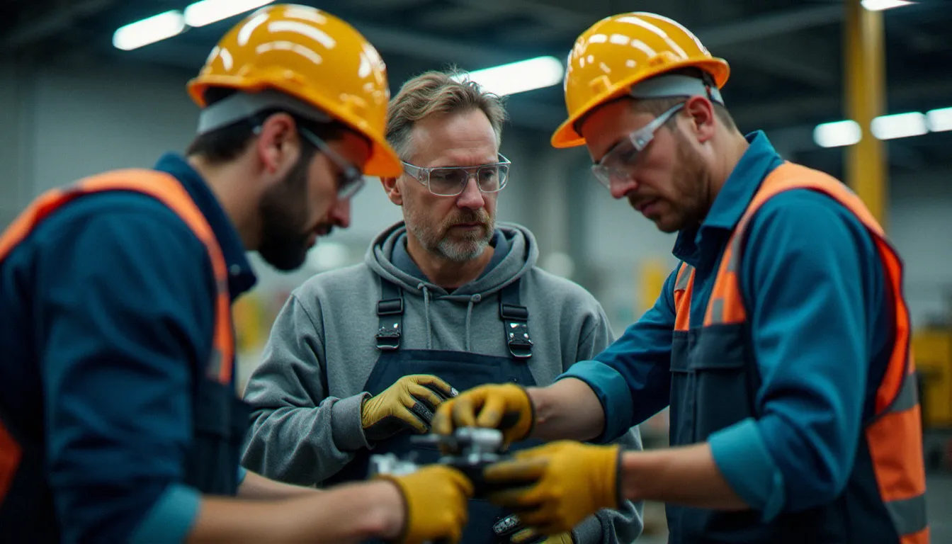 Des salariés du BTP en formation technique dans un centre de formation professionnelle, une action financée par Constructys OPCO dans le cadre du plan de développement des compétences