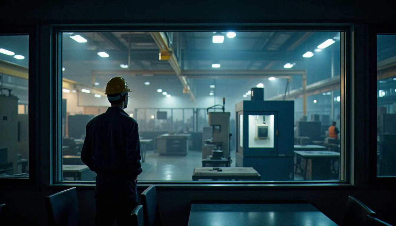 Technicien supervisant une imprimante 3D industrielle dans une usine normande, illustrant les débouchés d'une formation 3D en Normandie