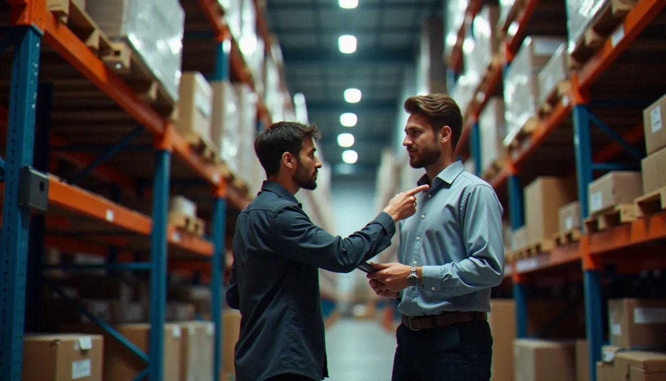 Un apprenti en alternance dans le secteur de la distribution accompagné par son tuteur, dans le cadre d'un contrat financé par l'opcommerce
