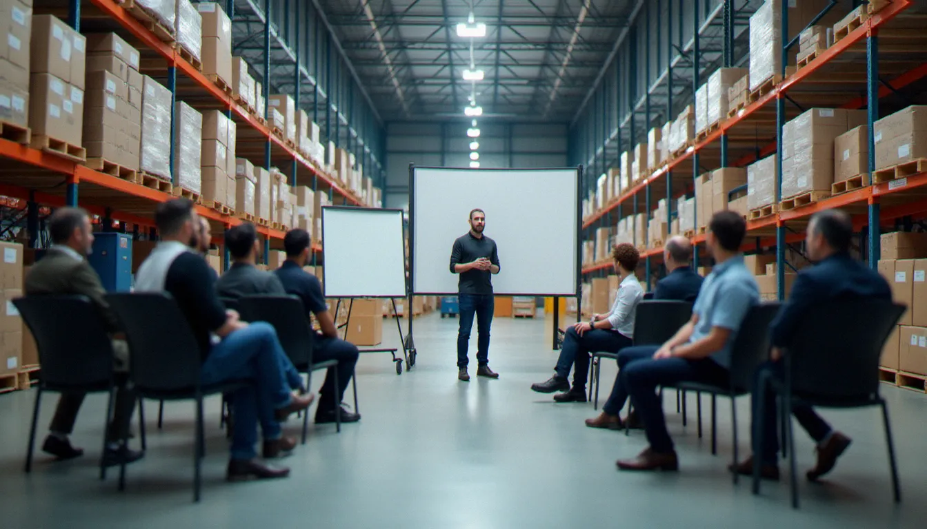 Session de formation professionnelle en entrepôt de commerce financée par l'OPCO Commerce pour les salariés de la distribution