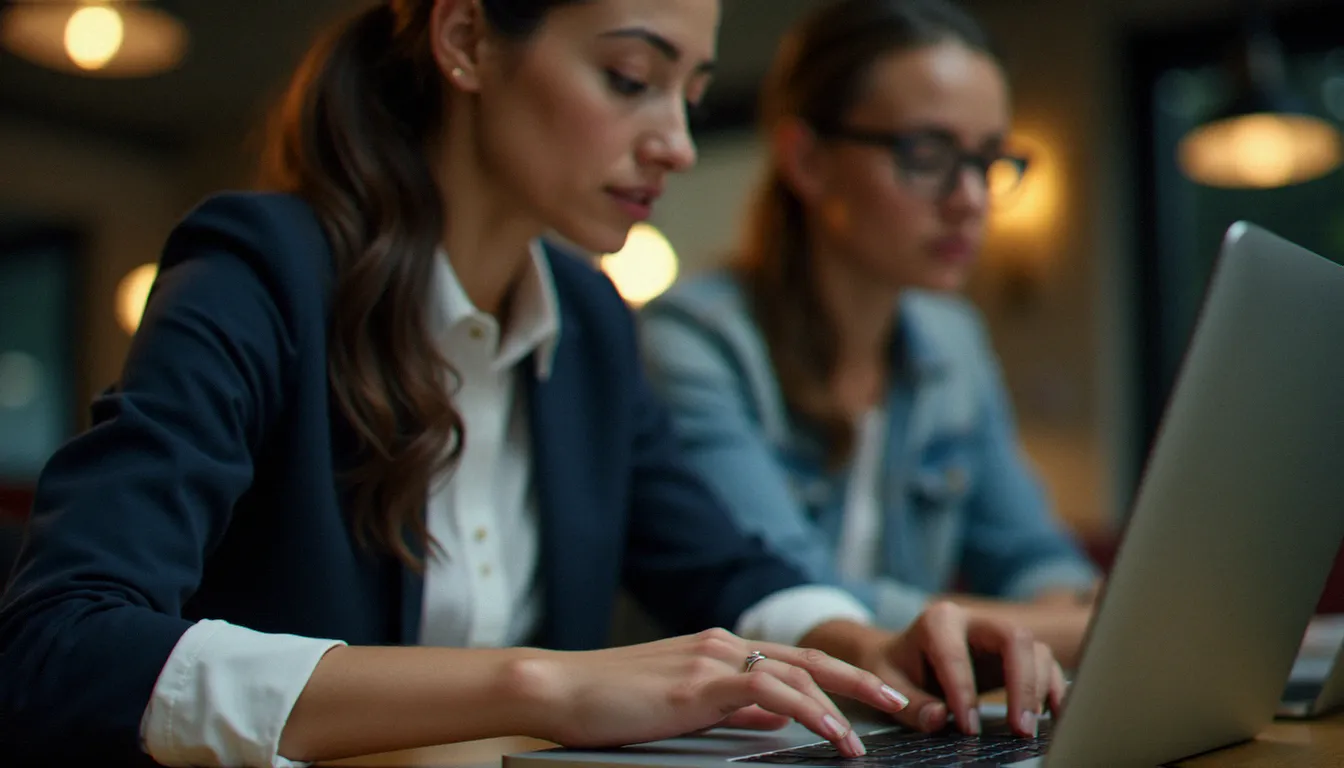 Employée du secteur commerce déposant une demande de financement formation en ligne auprès de l'OPCO Commerce