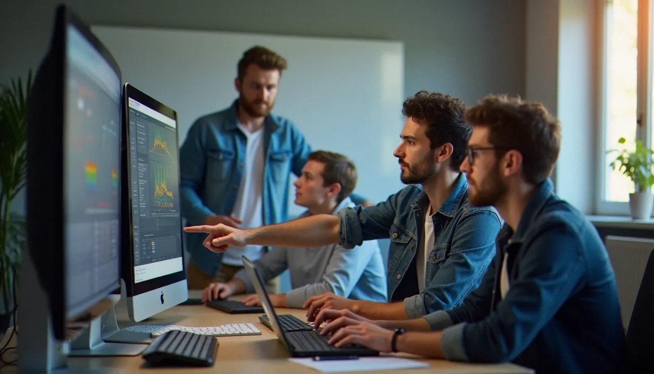 Des stagiaires en formation professionnelle POEI travaillent sur des logiciels métiers dans un centre de formation normand, encadrés par un formateur