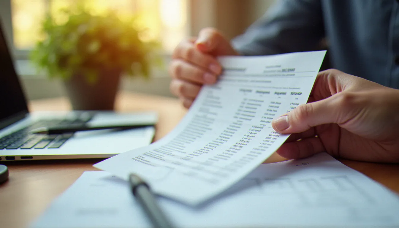 Gros plan sur un document de rémunération posé sur un bureau, illustrant le calcul de l'allocation perçue pendant une POEI par un demandeur d'emploi.