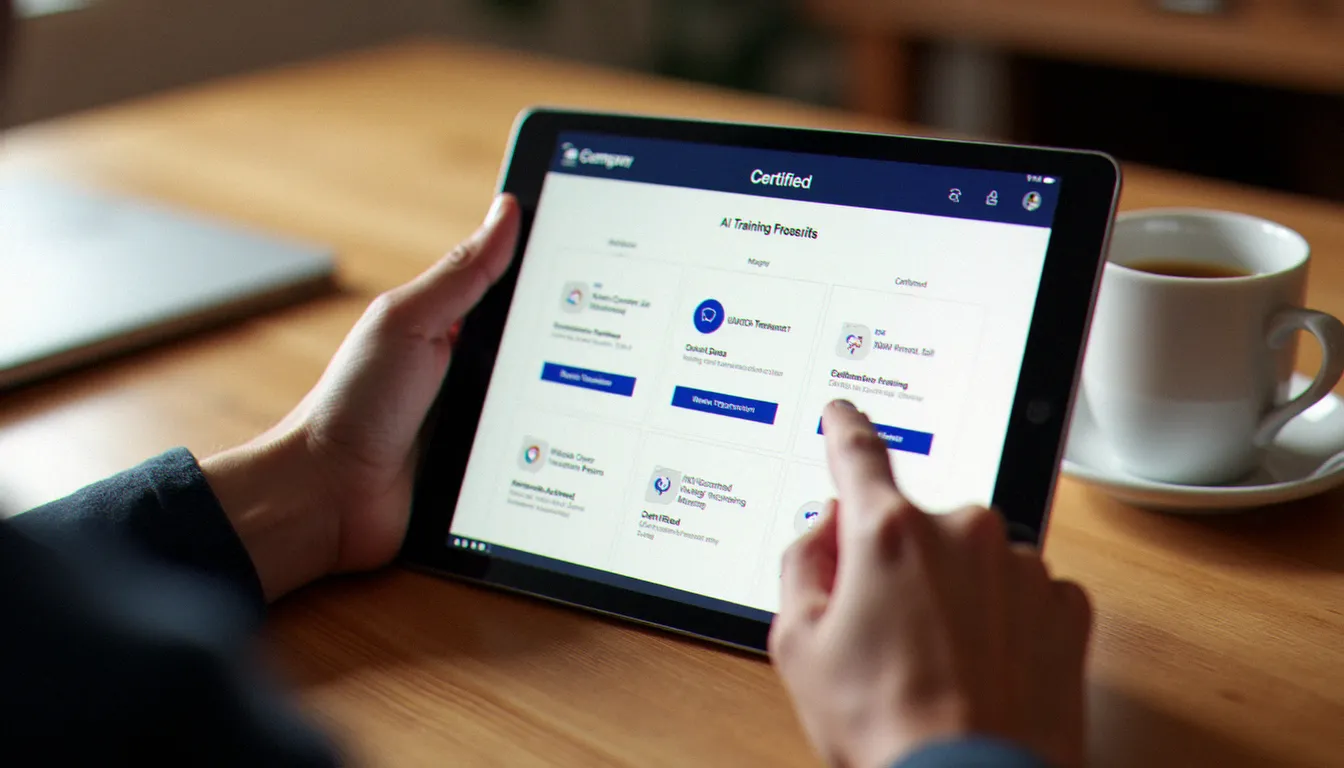 Consultation de l'offre de formations IA éligibles CPF sur la plateforme Mon Compte Formation depuis une tablette