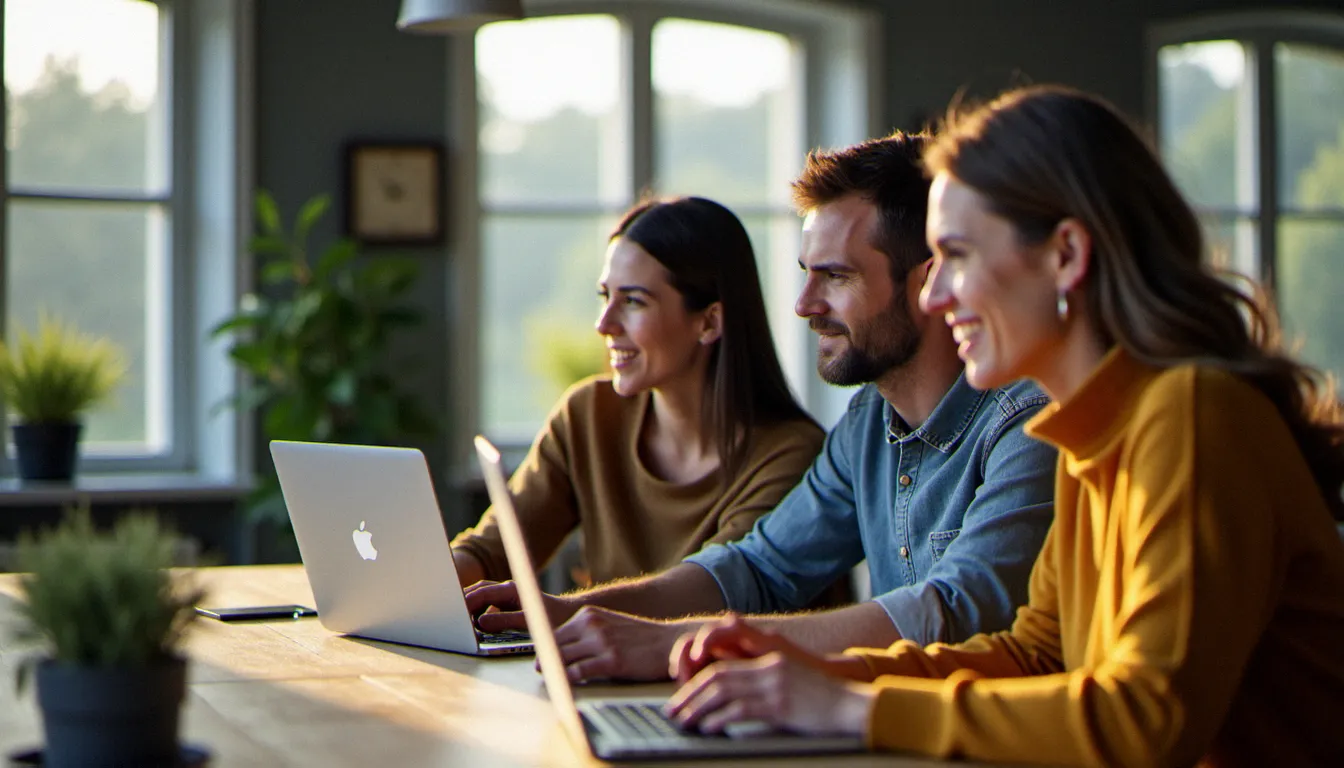 Adultes en formation marketing digitale financée par CPF dans un espace de coworking normand