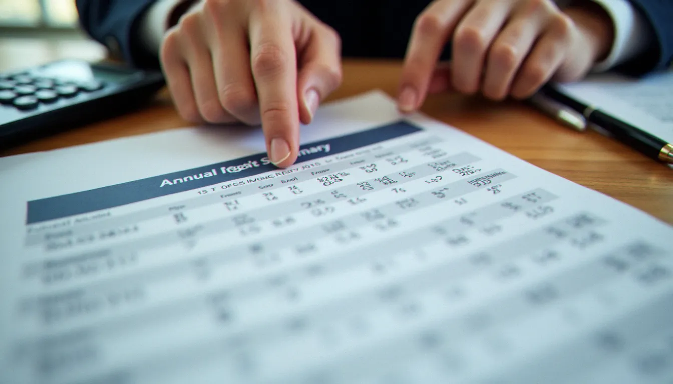 Vue rapprochée d'un tableau récapitulatif des droits CPF annuels posé sur un bureau avec calculatrice, illustrant l'alimentation du compte formation