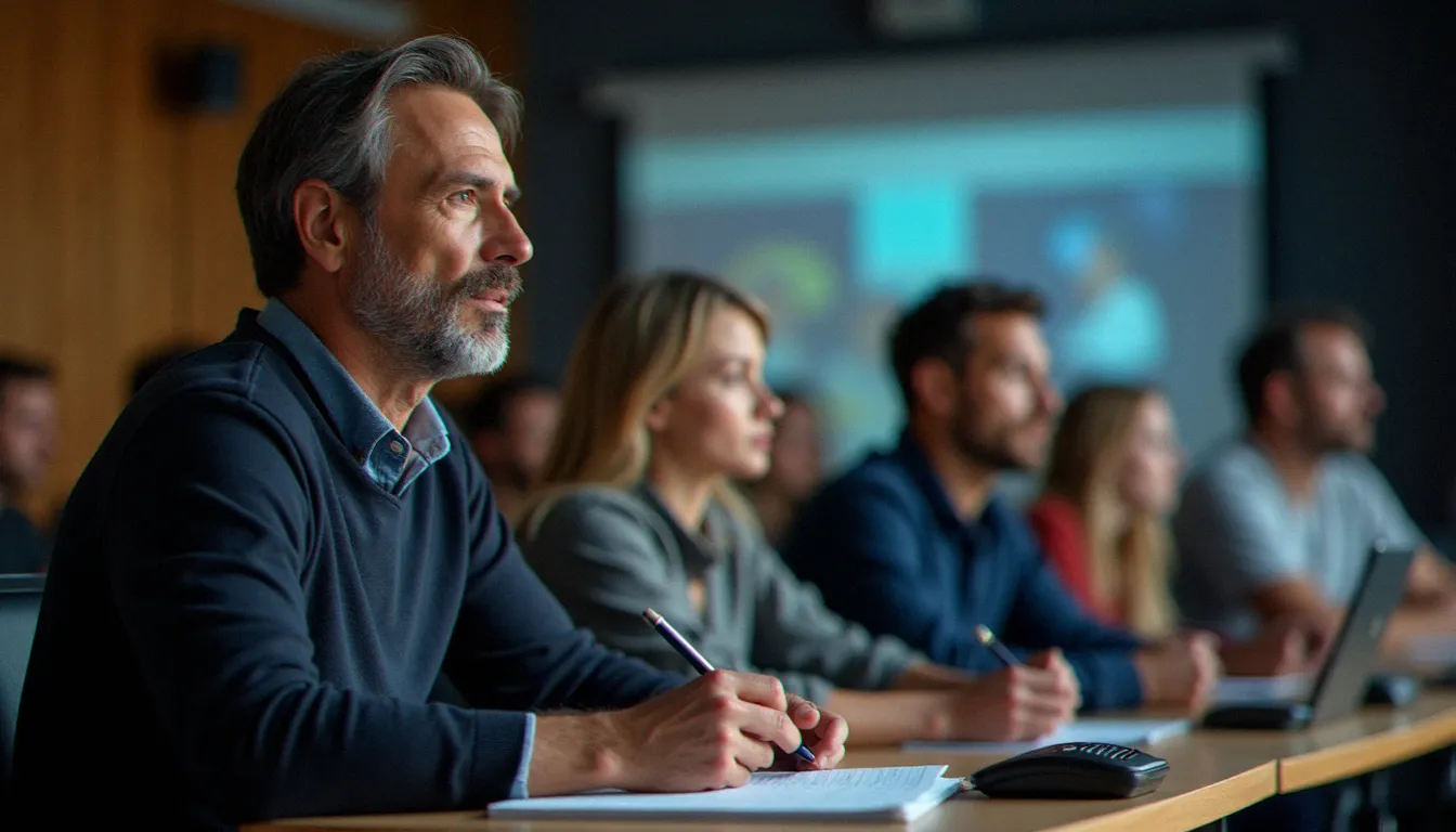 Salarié en formation certifiante en soirée au CNAM, finançant son parcours grâce à un dispositif OPCO Uniformation