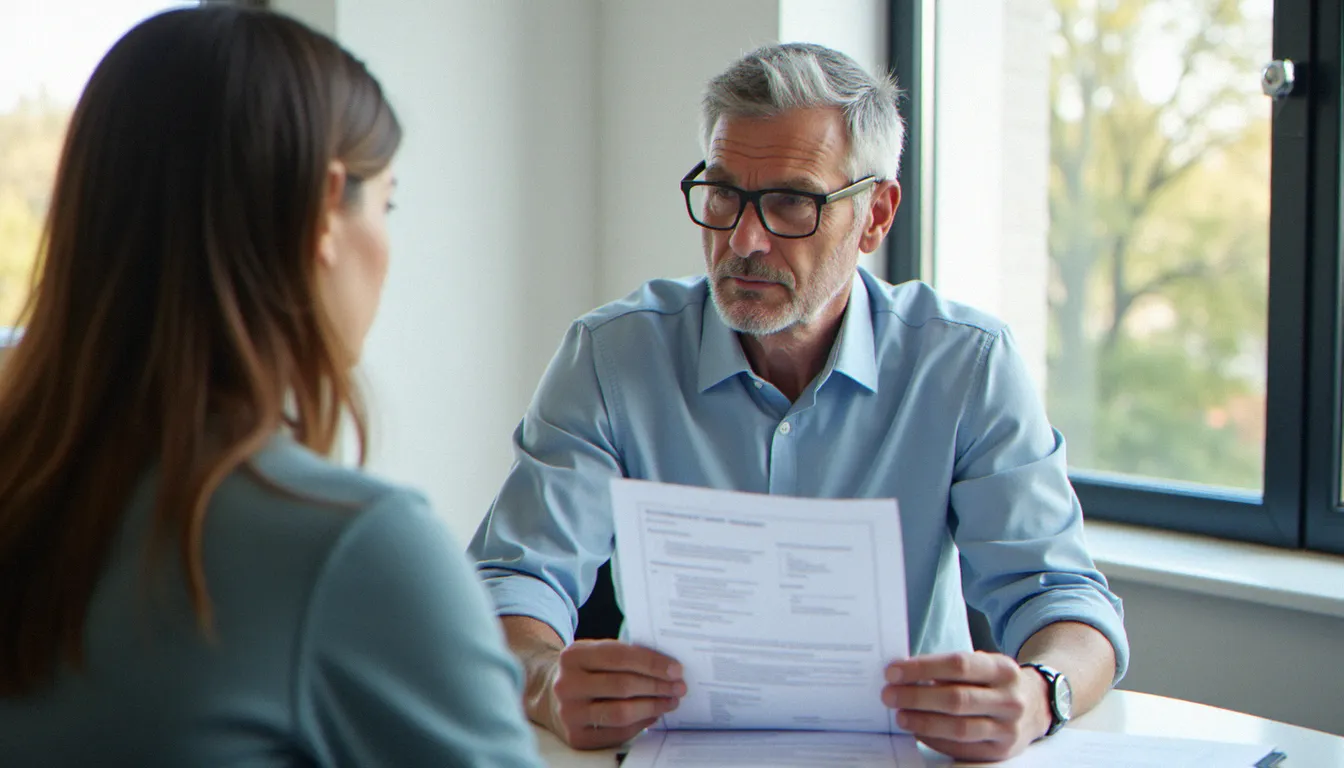 Consultant en formation professionnelle expliquant la POEI def à une candidate en reconversion dans un bureau normand
