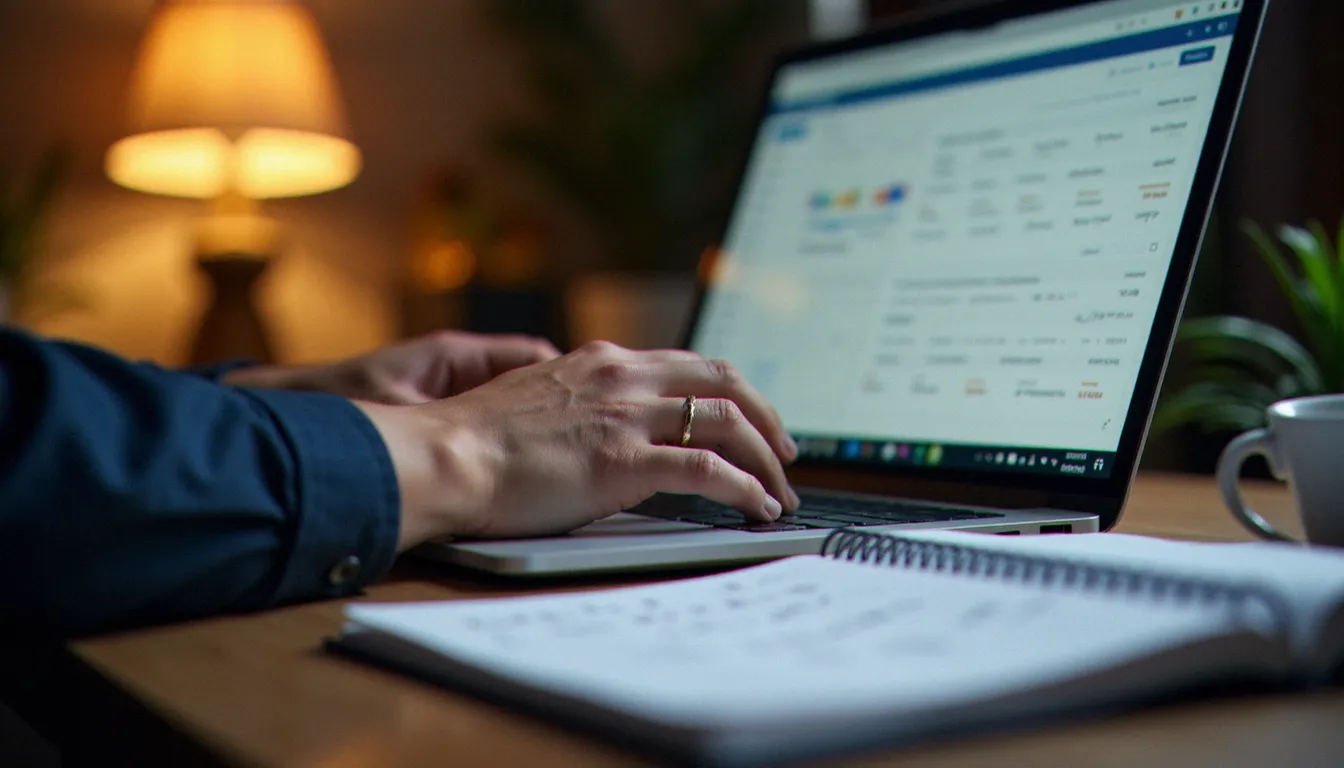 Candidat en train de s'entraîner sur des exercices pratiques pour préparer l'examen de certification Power BI depuis son domicile
