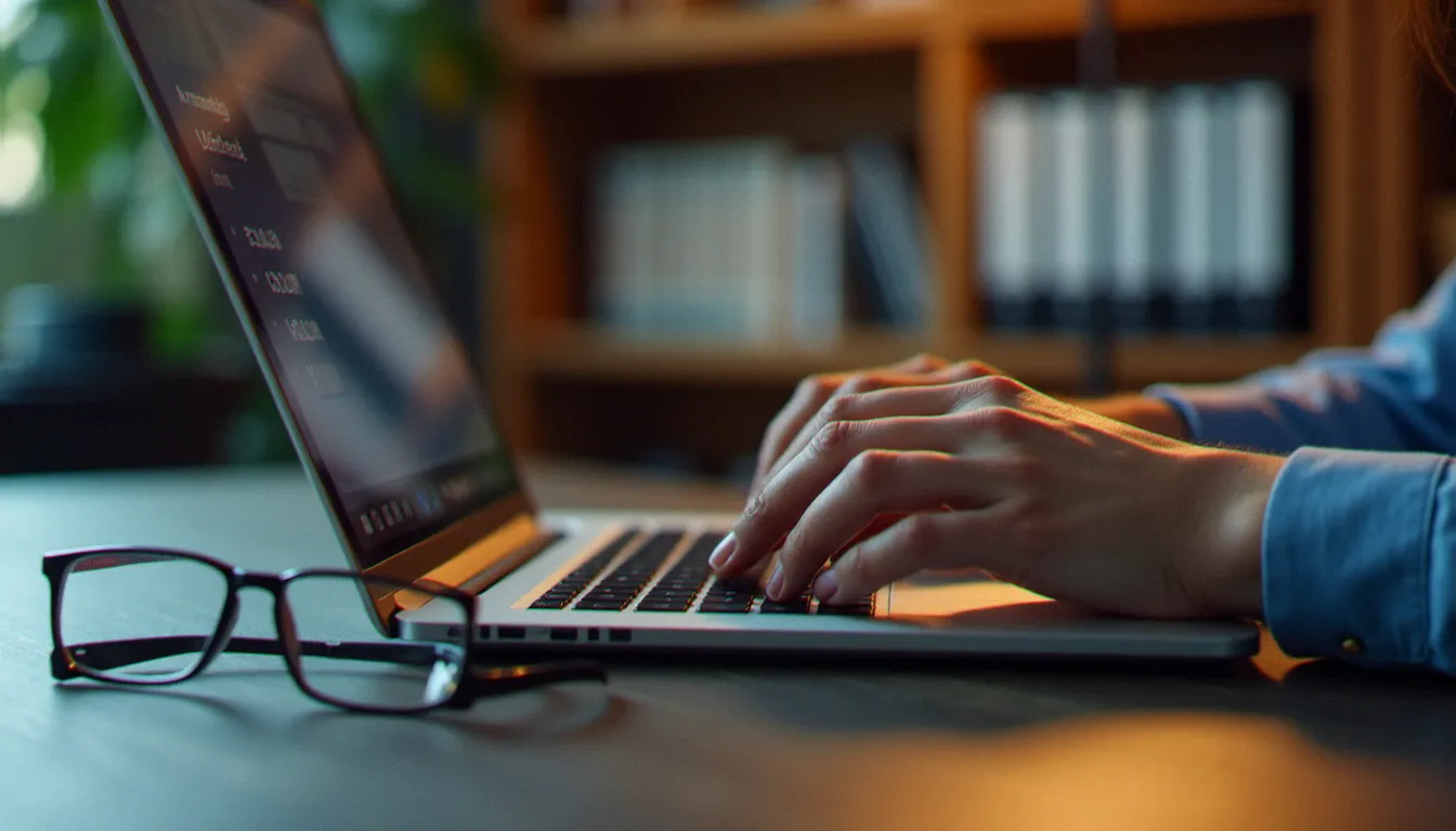 Personne consultant le solde de son CPF en ligne depuis un ordinateur portable dans un cadre de travail à domicile