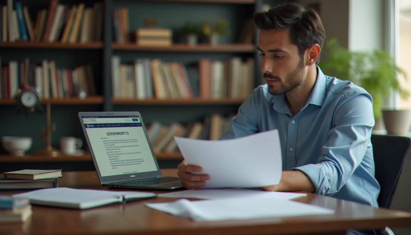 Un consultant en formation professionnelle consulte son compte CPF sur Mon Compte Formation depuis son bureau à domicile, illustrant la démarche pour récupérer argent CPF