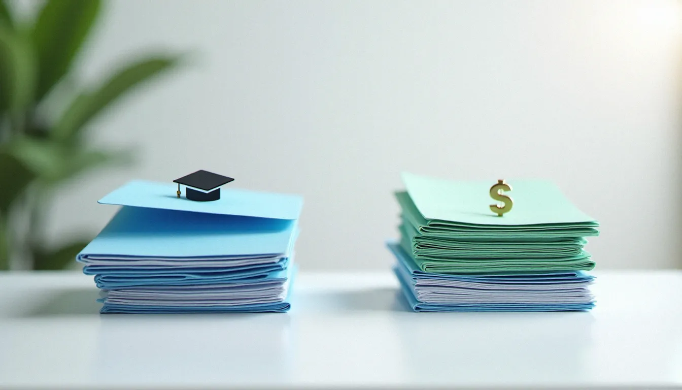 Deux dossiers administratifs distincts symbolisant le CPF et le PER, illustrant l'impossibilité d'un transfert direct entre compte de formation et épargne retraite