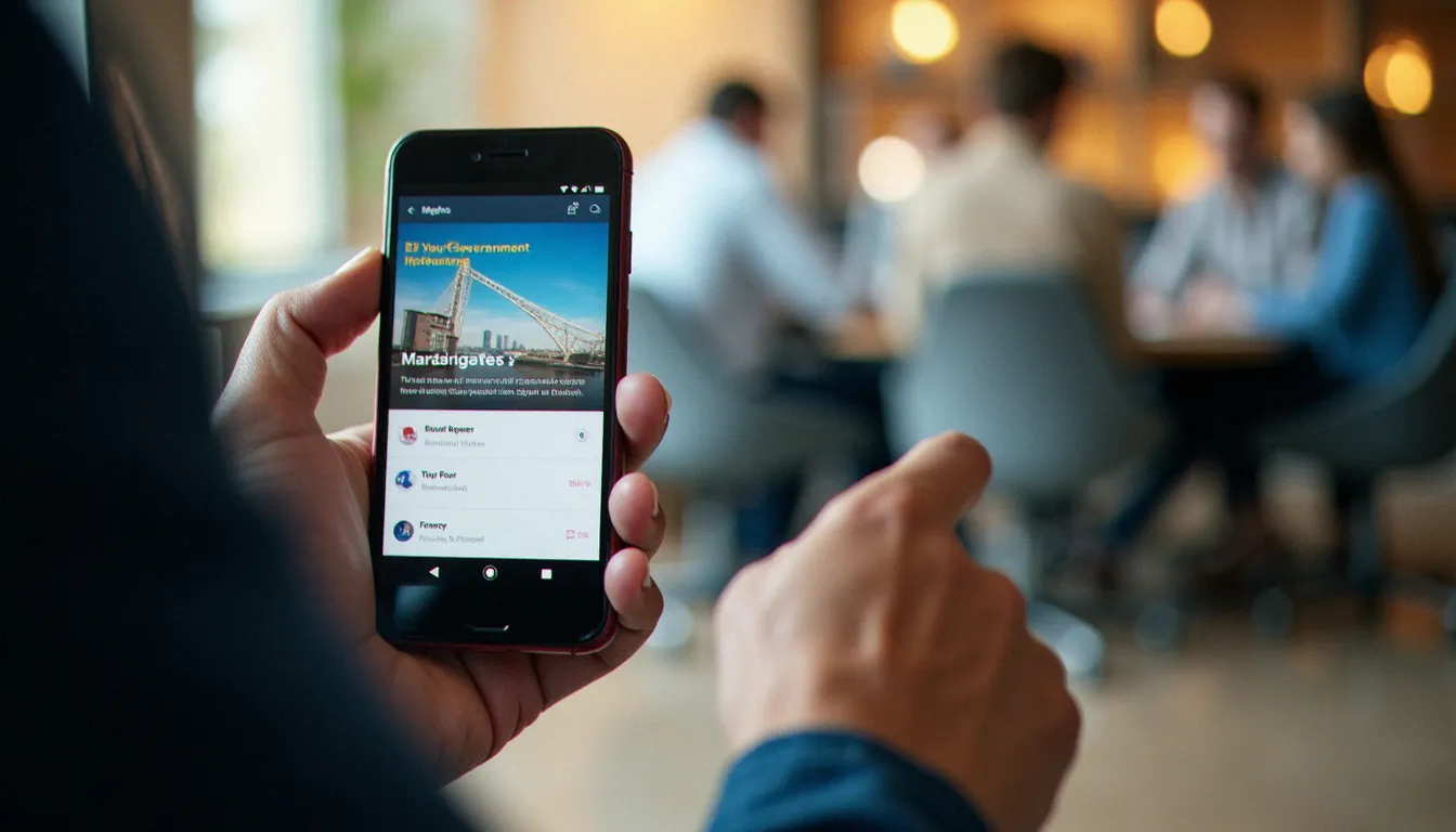 Mains tenant un smartphone avec l'interface de Mon Compte Formation, illustrant la consultation des droits CPF disponibles